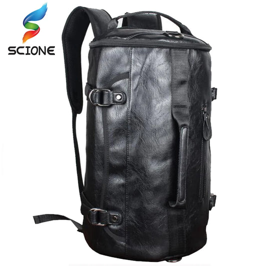 Scione PU Leather Gym Bag – Elegant Sportväska med Skofack för Män (20–35L)