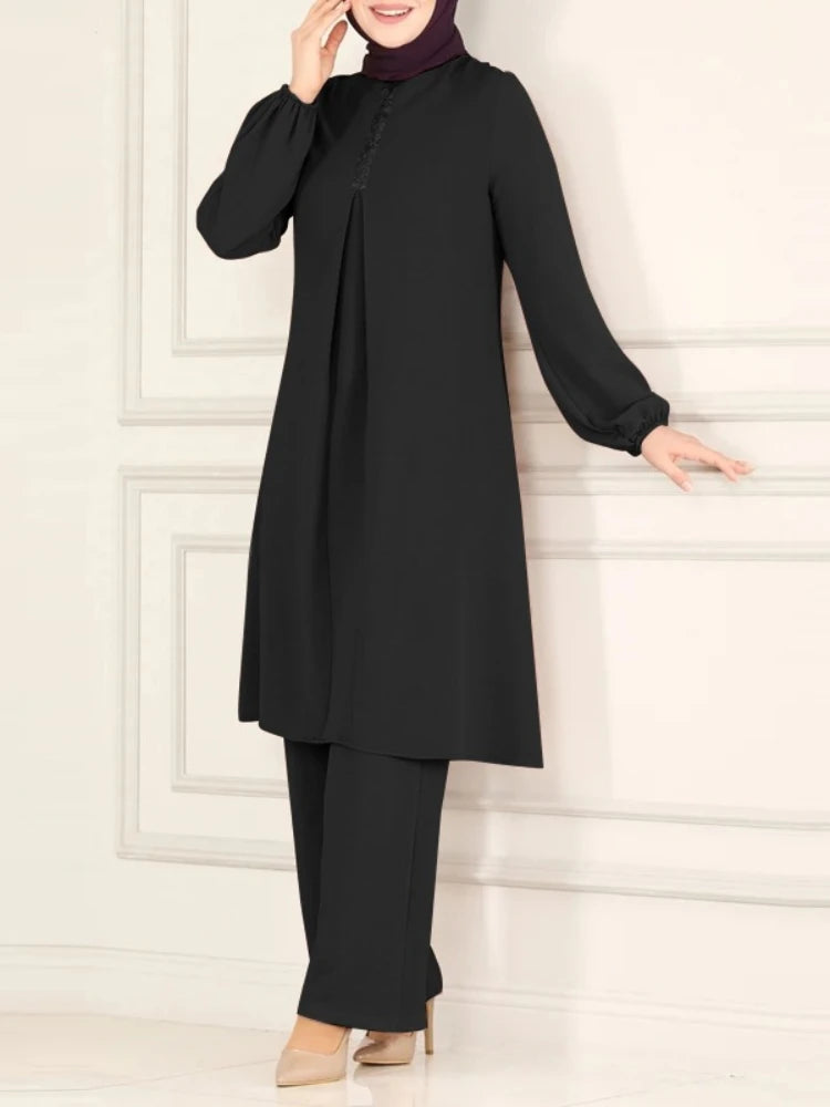 Elegant 2-delat Muslim Dress Set – Blus & Vida Byxor