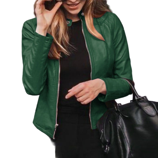 Damjacka i PU-läder – slim fit biker