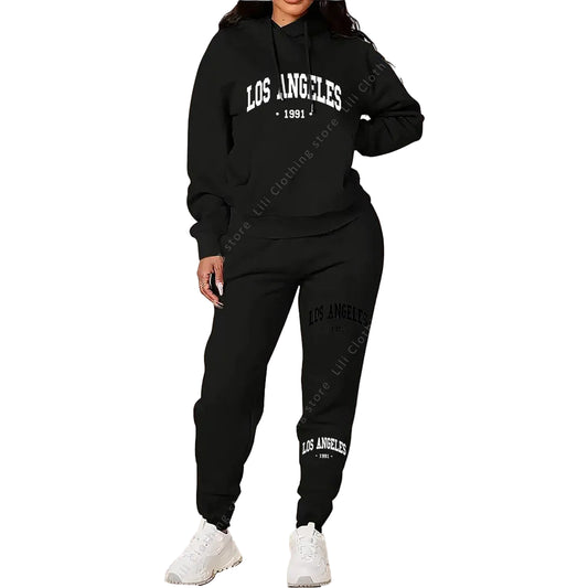 Hoodie & byxor, Los Angeles-print