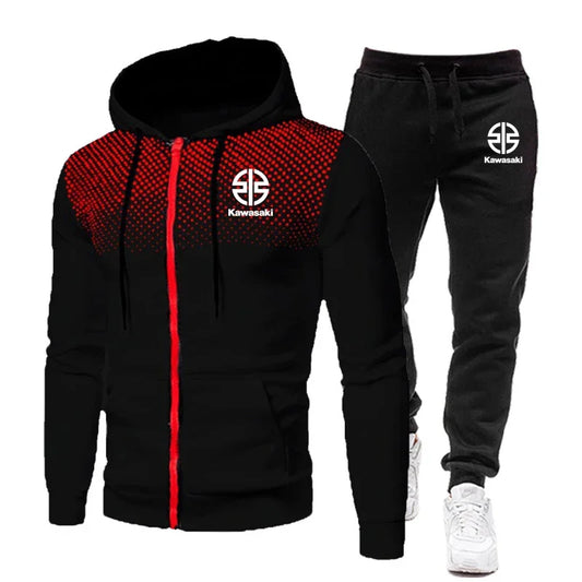 Herr sportset – Kawasaki polkad hoodie & zip-byxor