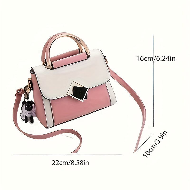 Dam crossbody-väska – Justerbar & avtagbar rem, vit/rosa