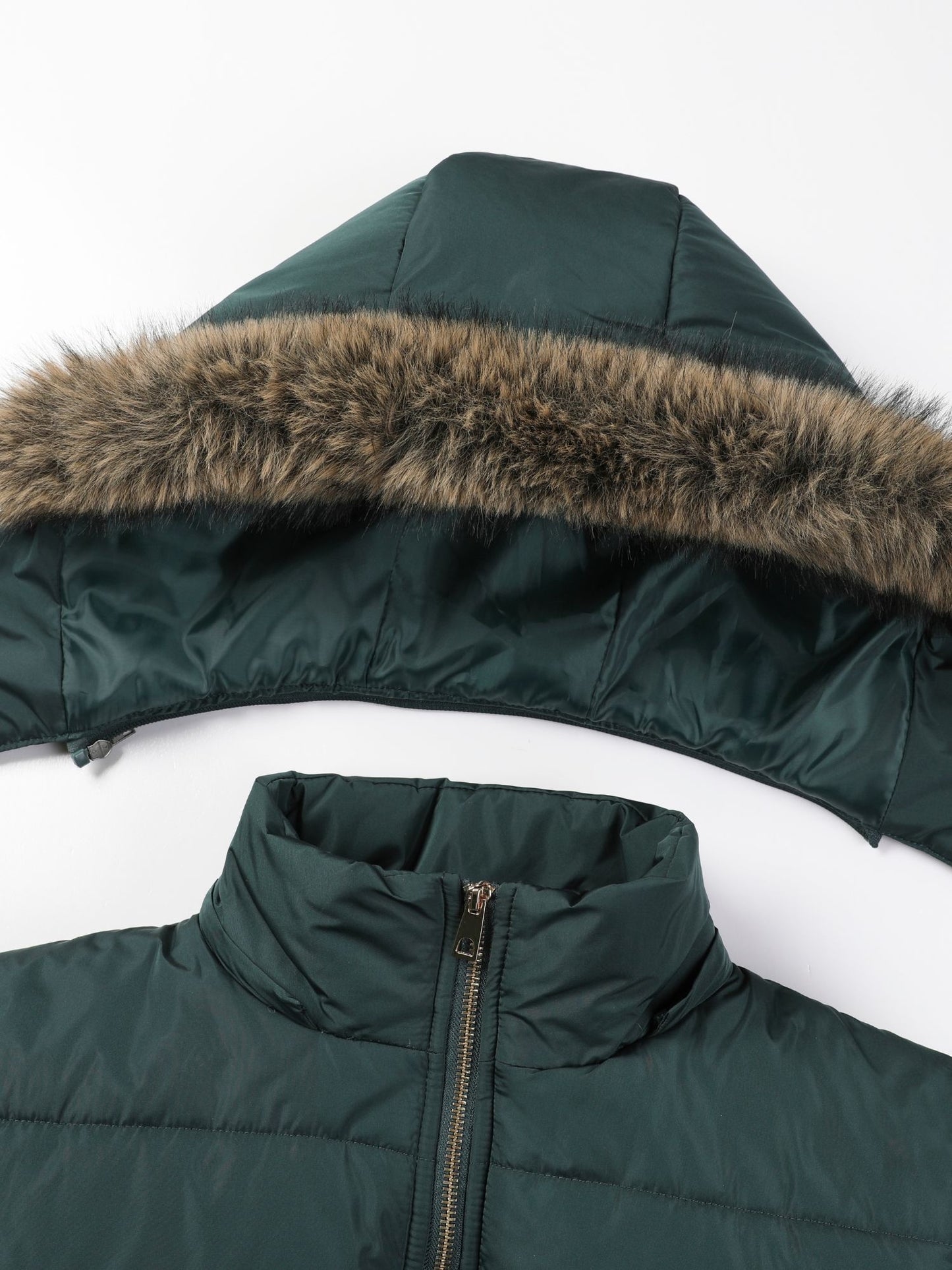 Damjacka med huva – midilång, dragkedja och justerbart bälte