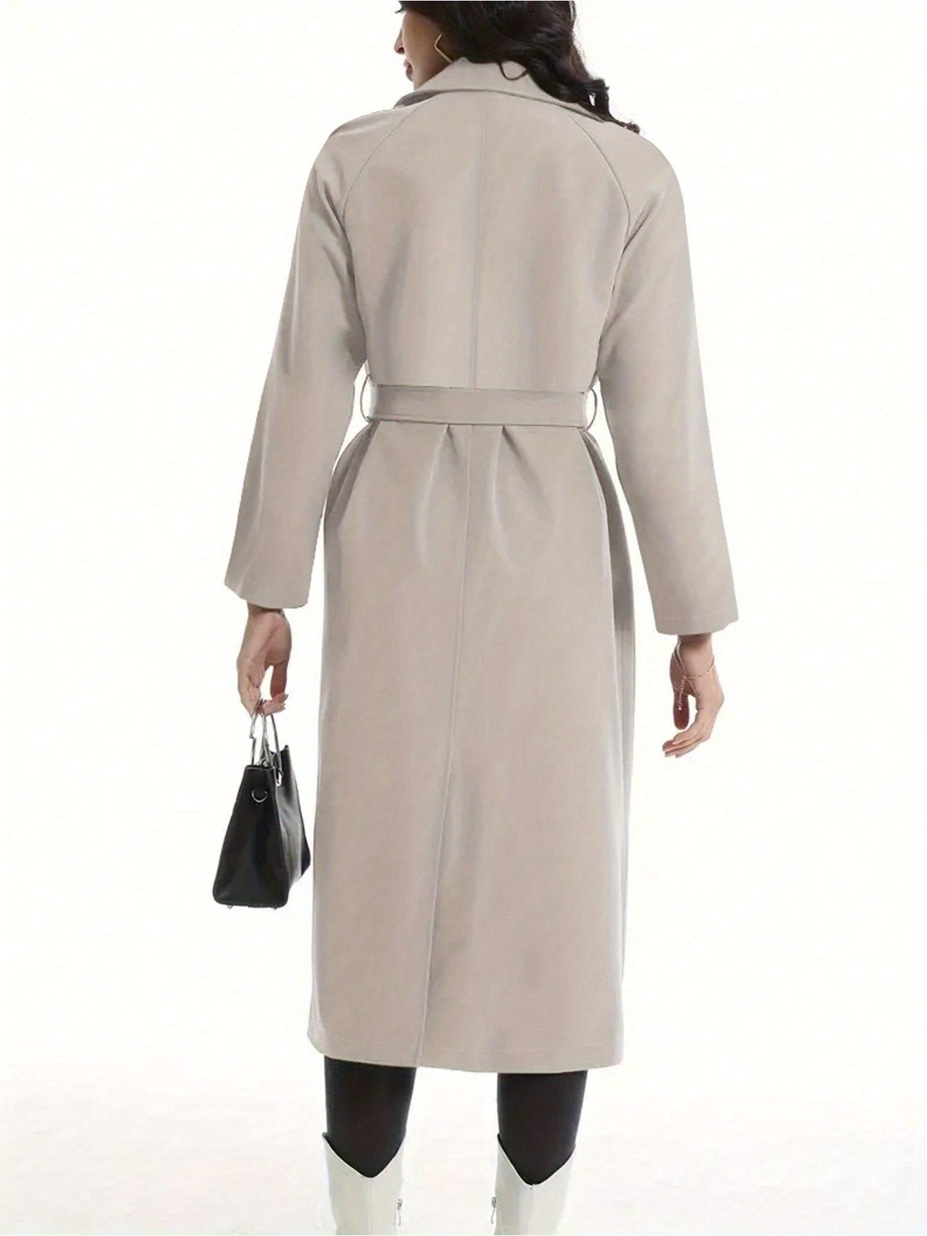 Elegant lång damkappa med bälte – minimalistisk trenchcoat i svart