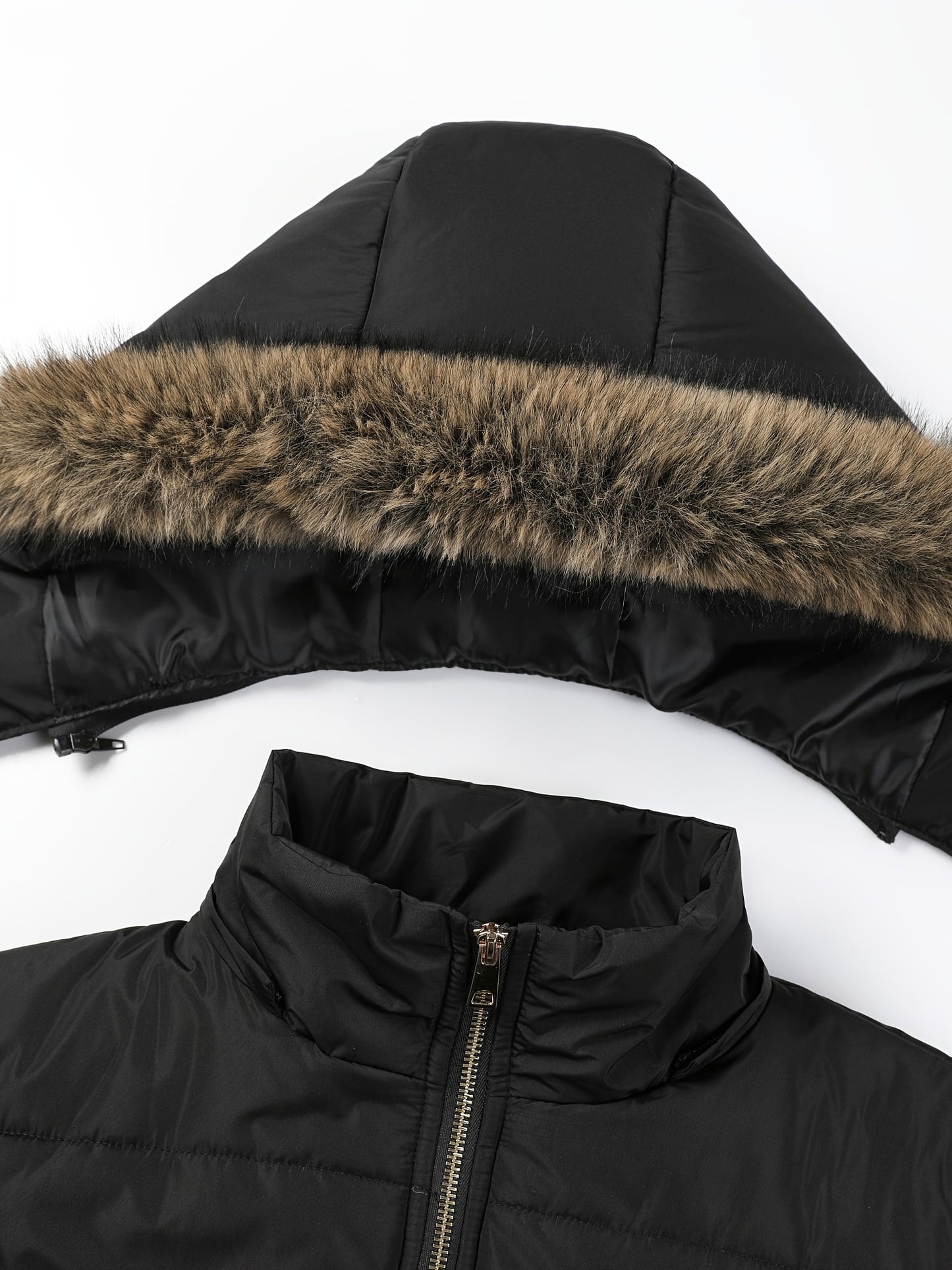 Damjacka med huva – midilång, dragkedja och justerbart bälte