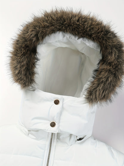 Damjacka med huva – midilång, dragkedja och justerbart bälte