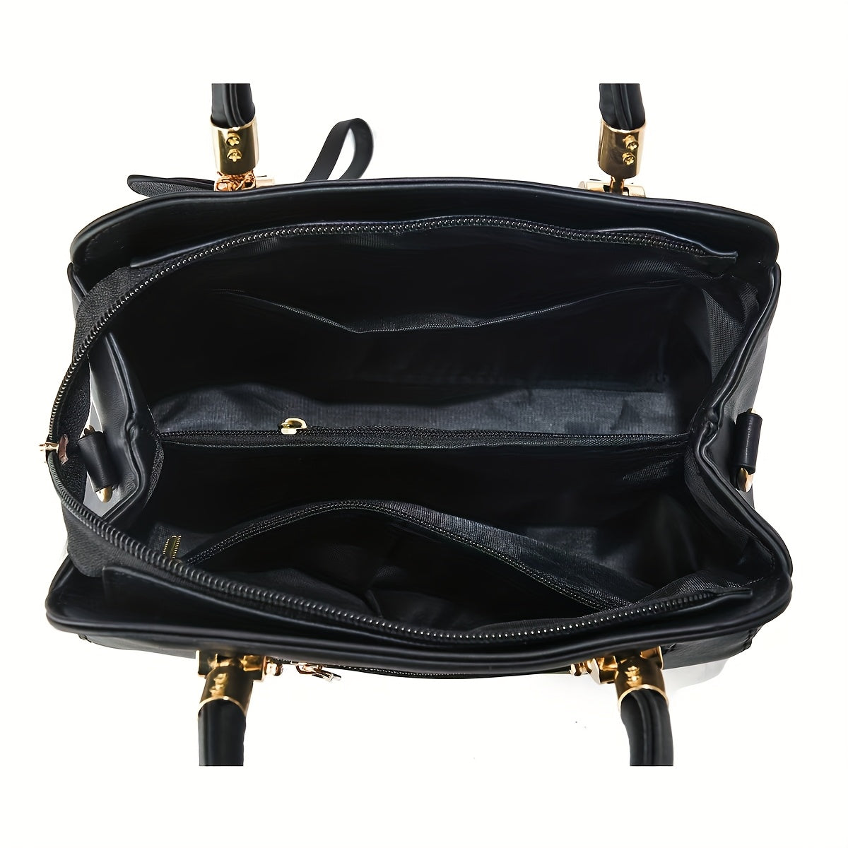 Dam handväska – Blommig broderad svart faux leather