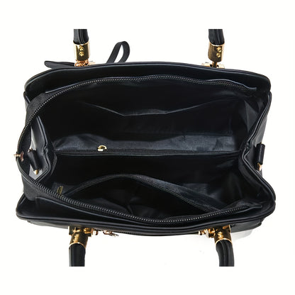 Dam handväska – Blommig broderad svart faux leather