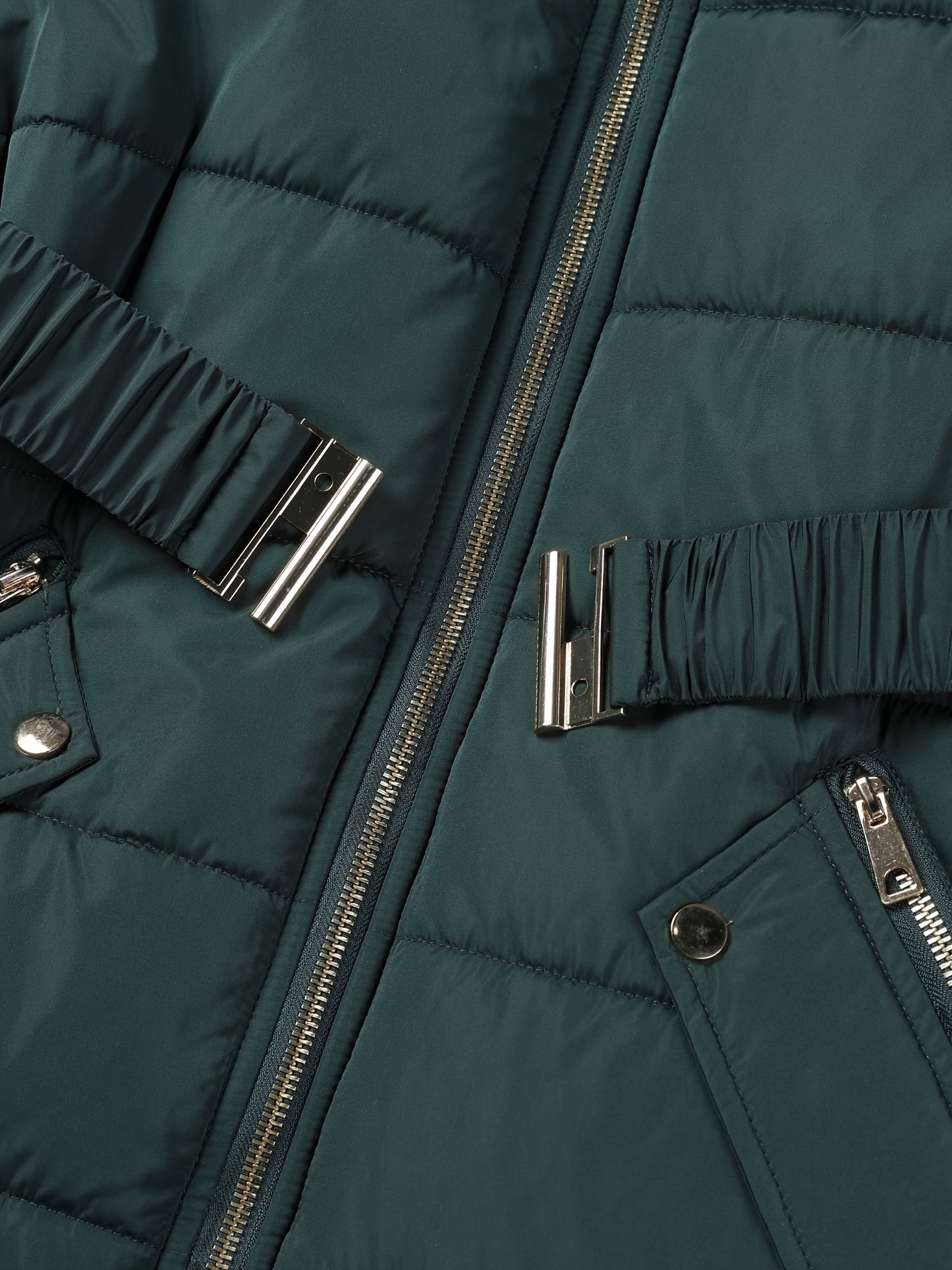 Damjacka med huva – midilång, dragkedja och justerbart bälte