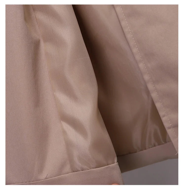 Khaki Trenchcoat för Kvinnor – Dubbelknäppt Windbreaker i Slim Fit