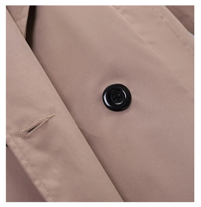 Khaki Trenchcoat för Kvinnor – Dubbelknäppt Windbreaker i Slim Fit