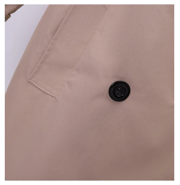Khaki Trenchcoat för Kvinnor – Dubbelknäppt Windbreaker i Slim Fit