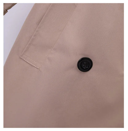 Khaki Trenchcoat för Kvinnor – Dubbelknäppt Windbreaker i Slim Fit