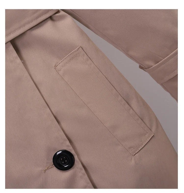 Khaki Trenchcoat för Kvinnor – Dubbelknäppt Windbreaker i Slim Fit