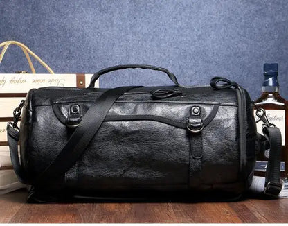 Scione PU Leather Gym Bag – Elegant Sportväska med Skofack för Män (20–35L)