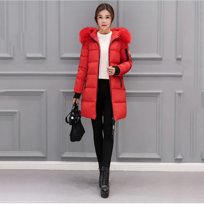 Vinterjacka för Kvinnor – Parkas med Stor Pälskrage & Vaddering