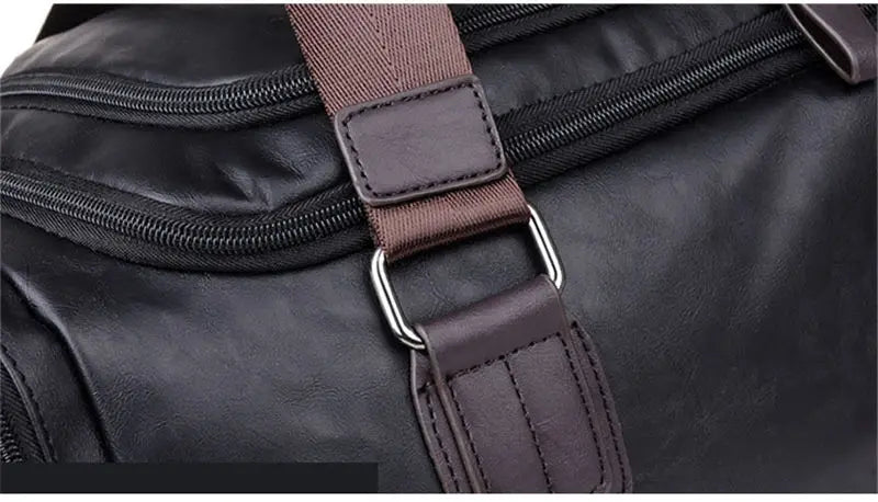Men's PU Leather Gym Bag Sports Bags Duffel Travel Luggage Tote Handbag for Male Fitness Men Trip Carry ON Shoulder Bags XA109WA