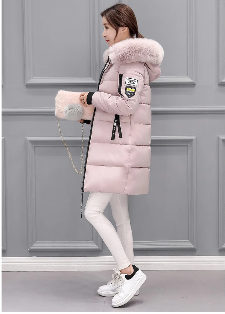 Vinterjacka för Kvinnor – Parkas med Stor Pälskrage & Vaddering