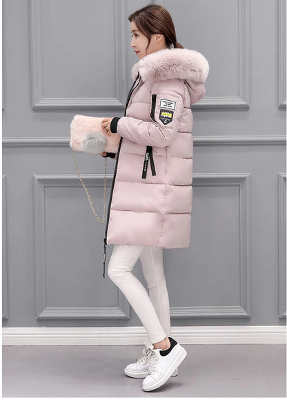 Vinterjacka för Kvinnor – Parkas med Stor Pälskrage & Vaddering