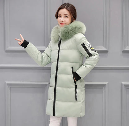 Vinterjacka för Kvinnor – Parkas med Stor Pälskrage & Vaddering