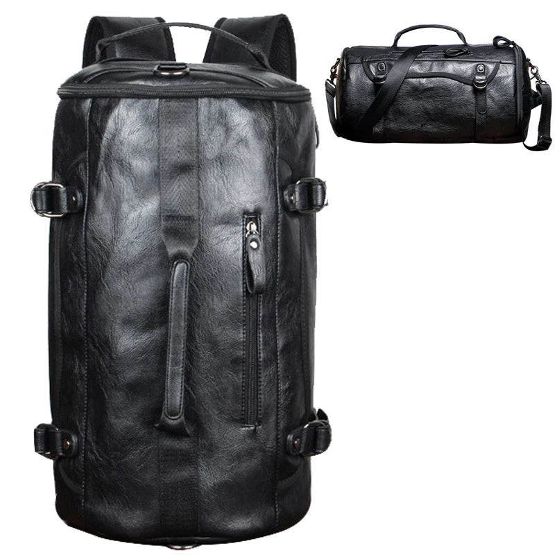 Scione PU Leather Gym Bag – Elegant Sportväska med Skofack för Män (20–35L)