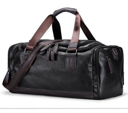 Men's PU Leather Gym Bag Sports Bags Duffel Travel Luggage Tote Handbag for Male Fitness Men Trip Carry ON Shoulder Bags XA109WA