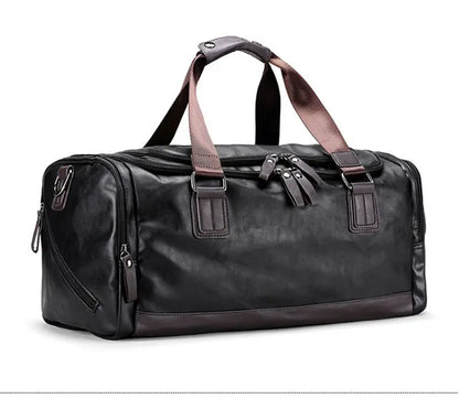 Men's PU Leather Gym Bag Sports Bags Duffel Travel Luggage Tote Handbag for Male Fitness Men Trip Carry ON Shoulder Bags XA109WA