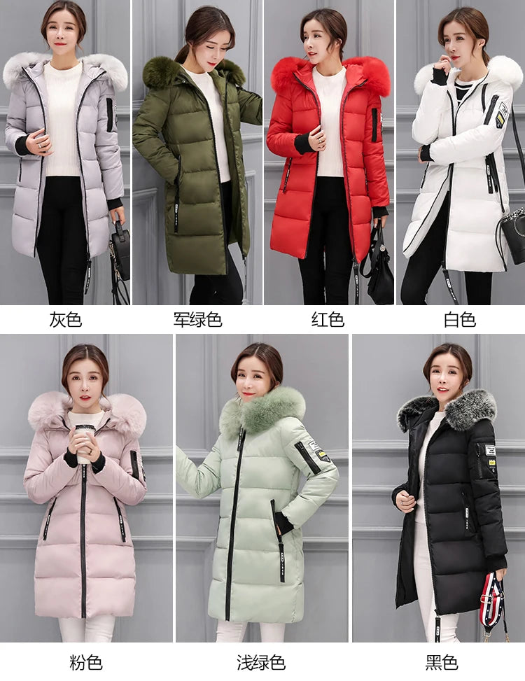 Vinterjacka för Kvinnor – Parkas med Stor Pälskrage & Vaddering