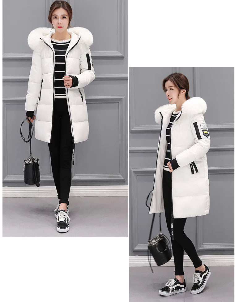 Vinterjacka för Kvinnor – Parkas med Stor Pälskrage & Vaddering