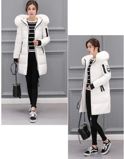 Vinterjacka för Kvinnor – Parkas med Stor Pälskrage & Vaddering