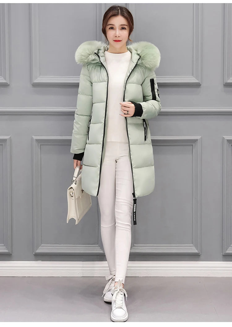 Vinterjacka för Kvinnor – Parkas med Stor Pälskrage & Vaddering