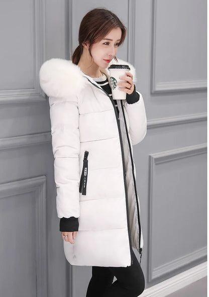 Vinterjacka för Kvinnor – Parkas med Stor Pälskrage & Vaddering