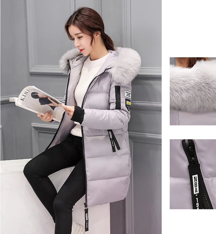 Vinterjacka för Kvinnor – Parkas med Stor Pälskrage & Vaddering