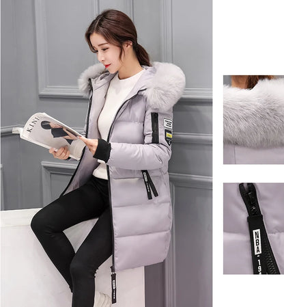 Vinterjacka för Kvinnor – Parkas med Stor Pälskrage & Vaddering
