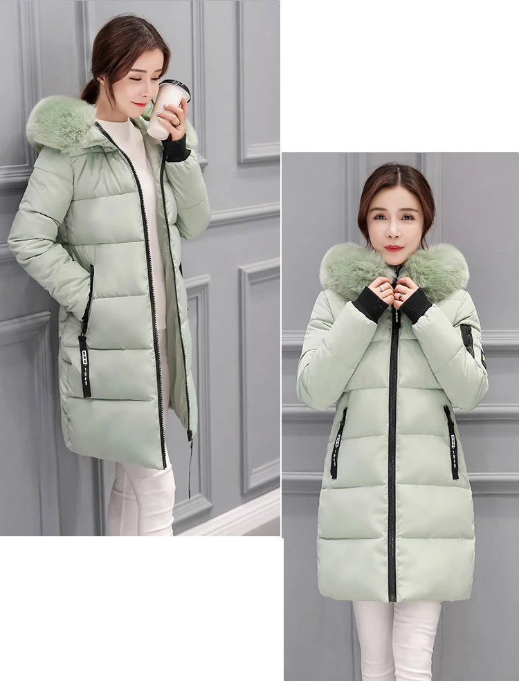 Vinterjacka för Kvinnor – Parkas med Stor Pälskrage & Vaddering