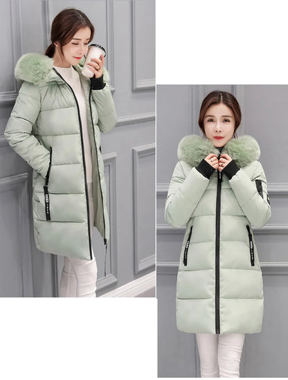 Vinterjacka för Kvinnor – Parkas med Stor Pälskrage & Vaddering