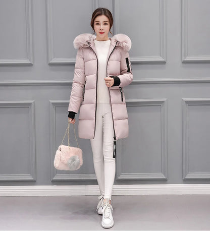 Vinterjacka för Kvinnor – Parkas med Stor Pälskrage & Vaddering