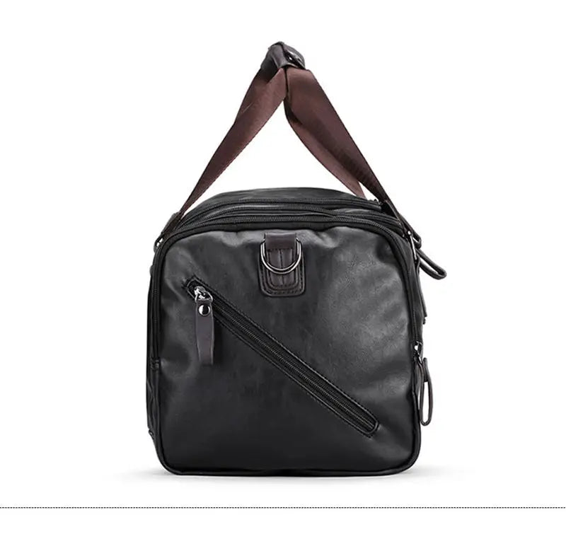 Men's PU Leather Gym Bag Sports Bags Duffel Travel Luggage Tote Handbag for Male Fitness Men Trip Carry ON Shoulder Bags XA109WA