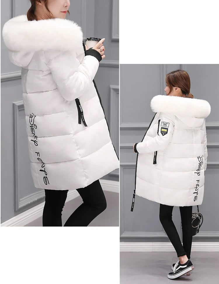 Vinterjacka för Kvinnor – Parkas med Stor Pälskrage & Vaddering