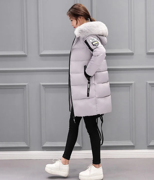 Vinterjacka för Kvinnor – Parkas med Stor Pälskrage & Vaddering