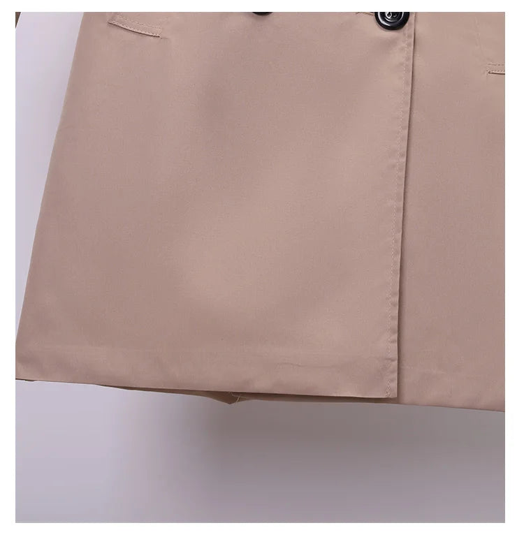 Khaki Trenchcoat för Kvinnor – Dubbelknäppt Windbreaker i Slim Fit