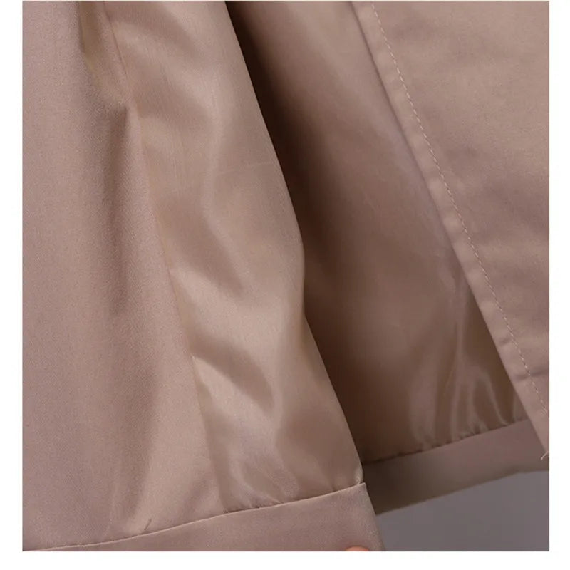 Khaki Trenchcoat för Kvinnor – Dubbelknäppt Windbreaker i Slim Fit