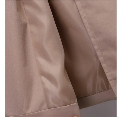 Khaki Trenchcoat för Kvinnor – Dubbelknäppt Windbreaker i Slim Fit