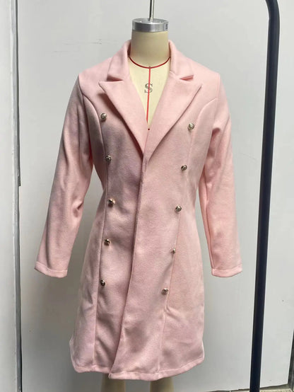 Damkappa i ull – lång trenchcoat, höst/vinter