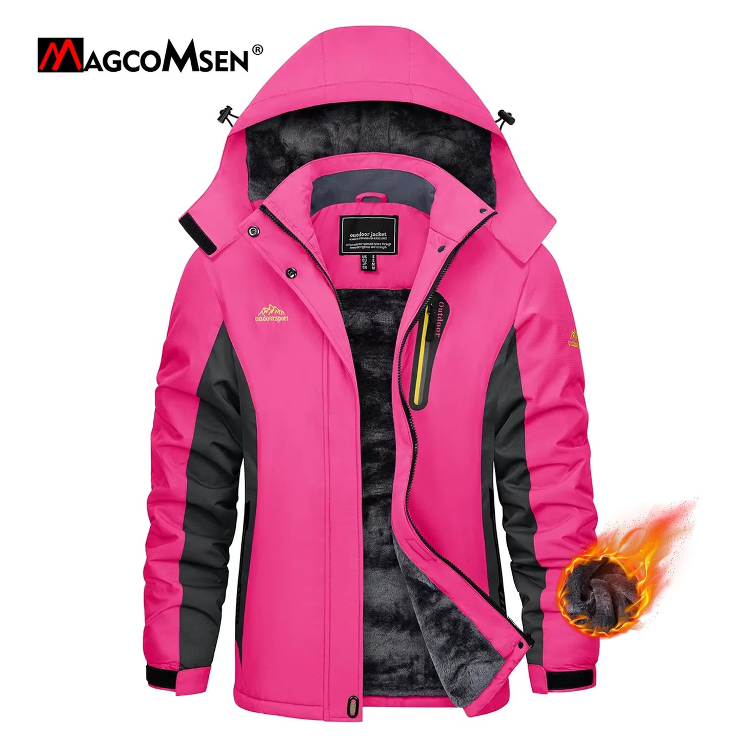 MAGCOMSEN Women's Winter Ski Jacket | Hiking & Trekking Fleece Snow Coat | Windproof Outdoor Outwear Parka | Snowboard Anorak