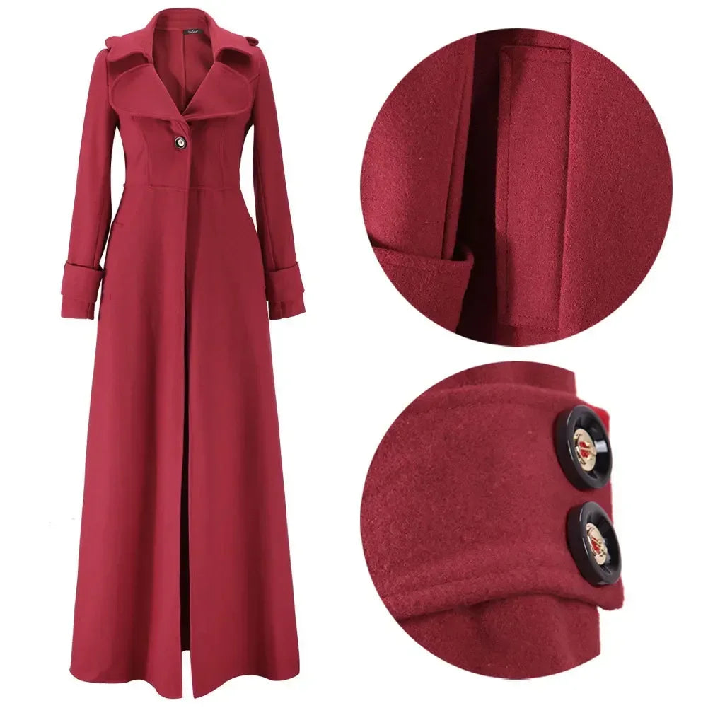 Long Wool Coat – Vintage Autumn & Winter Women’s Outwear