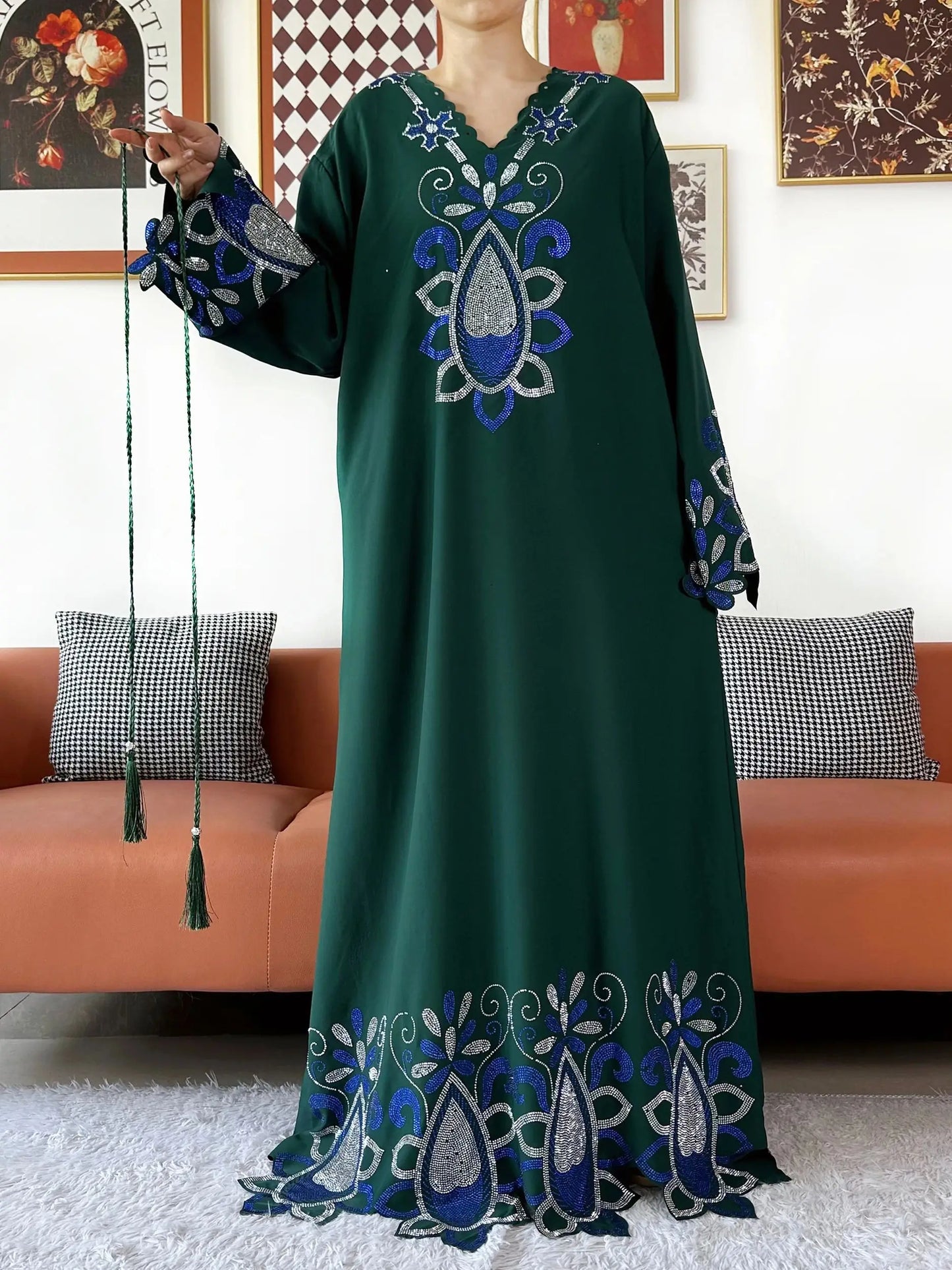 Damabaya – Chiffon med diamantdetaljer, lös passform