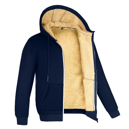 Unisex Vinterjacka – Tjock Fleece med Lammull & Huva