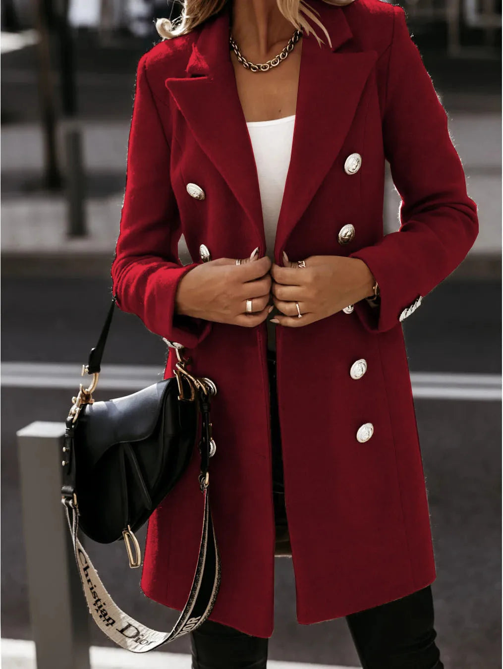 Damkappa i ull – Elegant slim fit, dubbelknäppt vinterfavorit för höst och vinter