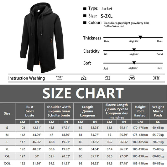 New Streetwear Men's Long Sleeve Sweatshirts for Men Zipper Hooded Oversize Winter Warm Jacket Coat Outdoor Tracksuit Men